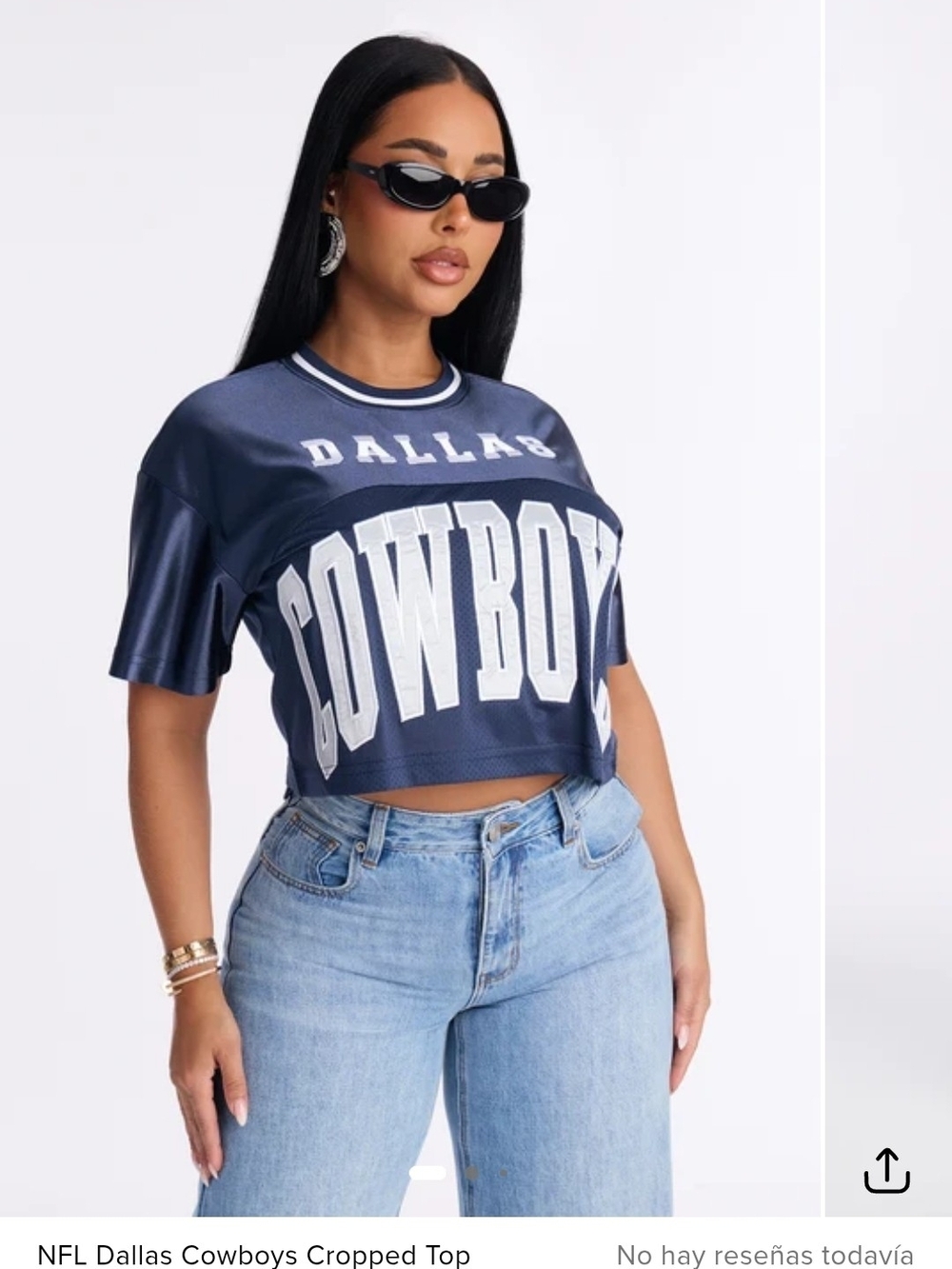 Dallas Cowboys Navy Cropped Graphic Tee - Women